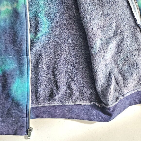 NWT Juno Teal Navy Blue Tie Dye Children's Zip Up Hoodie Jacket Fleece - Picture 2 of 5